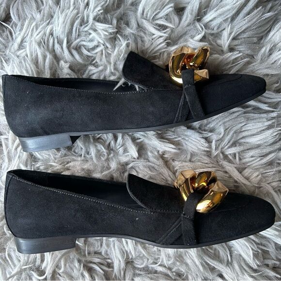 Roberto Festa black loafer flats with chunky gold chain women’s shoe size 7 - Picture 5 of 7